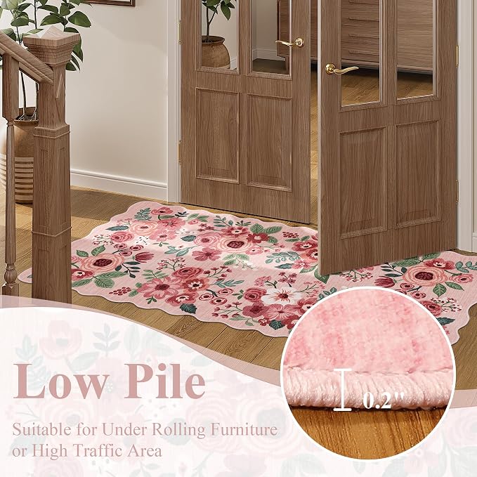 DUKINO Washable Runner Rug, 2x7 Lightweight Soft Floral Hallway Rug Runner - Image 8