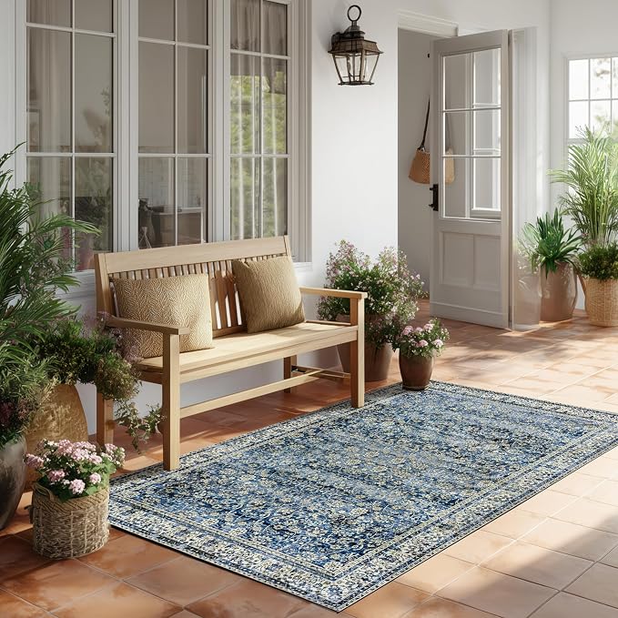 3x5 Front Door Rug Indoor Entrance Blue Bathroom Rugs Non Slip Washable Soft - Image 5