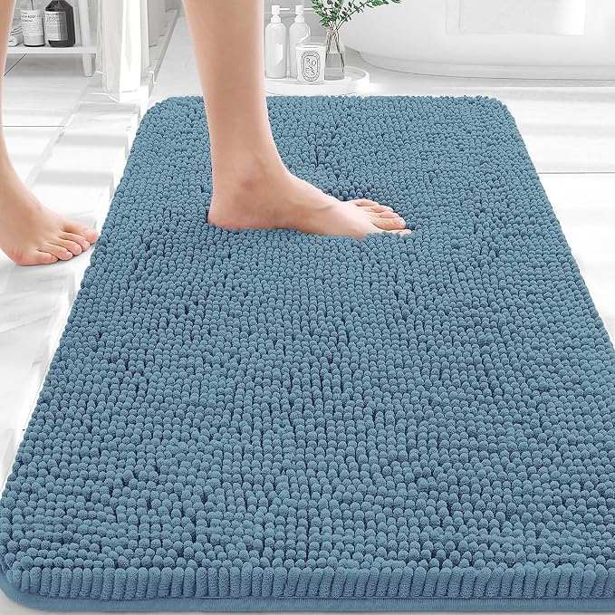 OLANLY Bathroom Rugs 32x20, Extra Soft Absorbent Chenille Bath Rugs, Rubber - Image 3