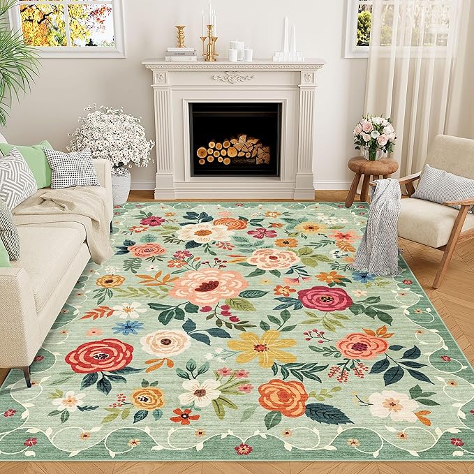 DUKINO 5x7 Area Rug, Floral Rugs by DUKINO