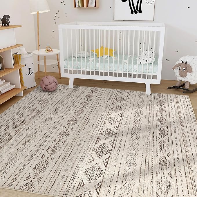 Nakagishi 7x9 Area Rug Living Room: Washable Boho Large Neutral Soft Farmhouse - Image 8