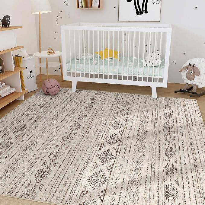 Nakagishi 8x10 Area Rugs Living Room: Washable Boho Large Neutral Soft - Image 7