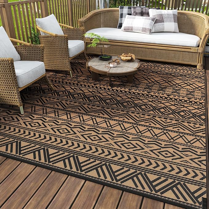 MontVoo Outdoor Rug 8x10 Waterproof Outdoor Patio Rug Mat Reverisble Plastic by MontVoo