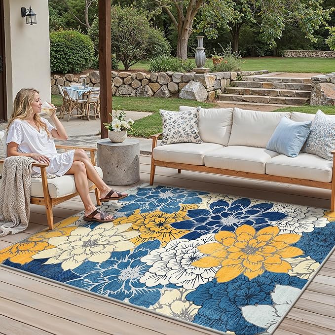 GENIMO Indoor Outdoor Area Rug 5'x7', Machine Washable Rugs - Image 4
