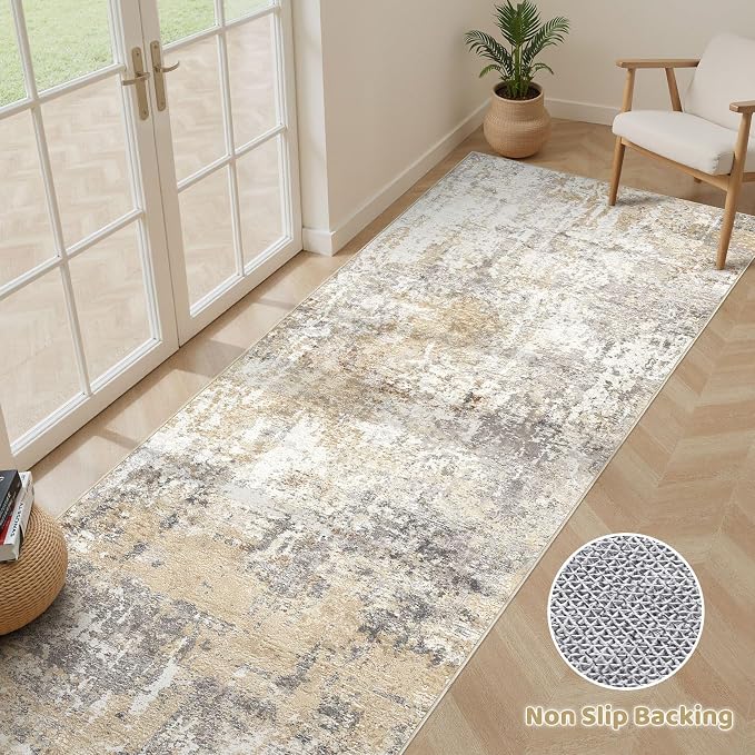 Runner Rug Kitchen Washable Rugs: 2x10 Non-Slip Abstract Soft Modern Stain - Image 2