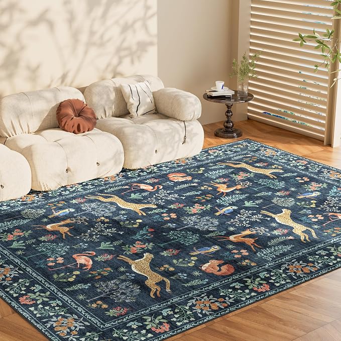 DUKINO 8x10 Rug, Washable Animal Living Room Rug - Image 9