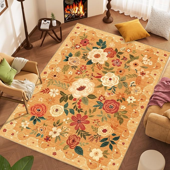 DUKINO 9x12 Area Rug, Floral Rugs - Image 3