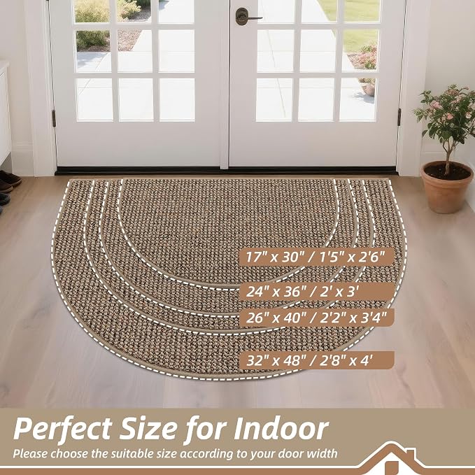 BEQHAUSE Dirt Trapper Door Mat 24" x 36" Half Circle Non-Slip Washable Doormats - Image 2