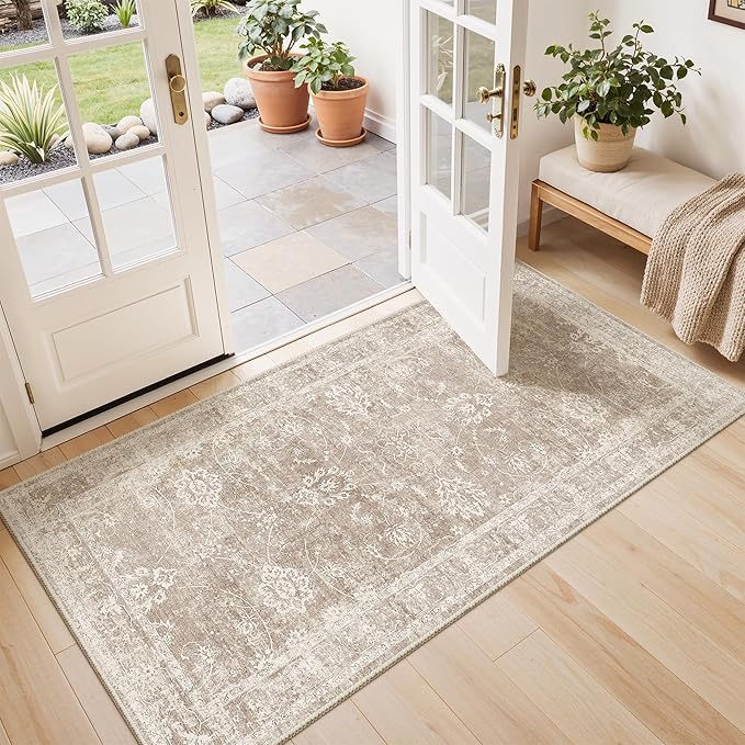 Madane 2x4 Washable Rugs for Entryway, Low Pile Non-Slip Small Area Rug Kitchen by Madane