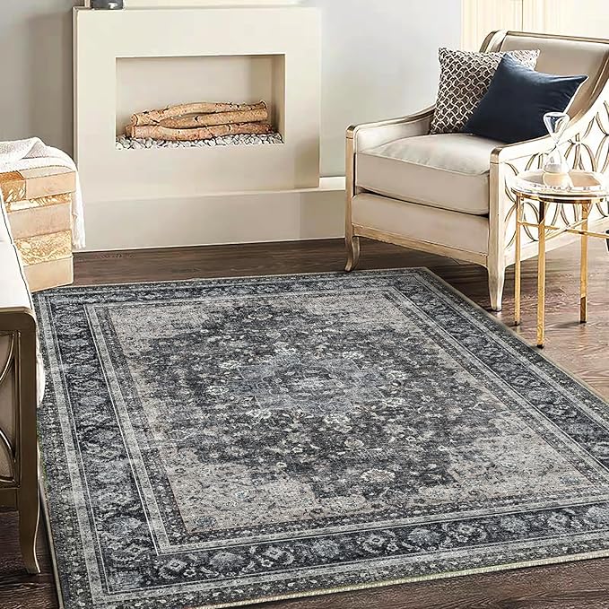 CHAMPLANT Area Rug 5'x7' Washable Rug Traditional Floor Cover Thin Retro by CHAMPLANT