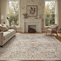 DCX Beige 6x9 Area Rug, Machine Washable Non Slip Stain Resistant Soft Vintage by DCXWashableRug