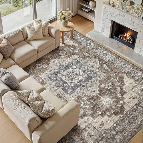 10x14 Area Rugs Living Room: Washable Vintage Rug Large Non-Slip Stain - Image 2
