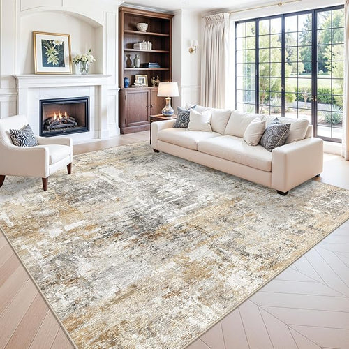 12x12ft Square Living Room Rug – Non-Slip Washable Extra Large Floor Carpet by ZHXXUJ