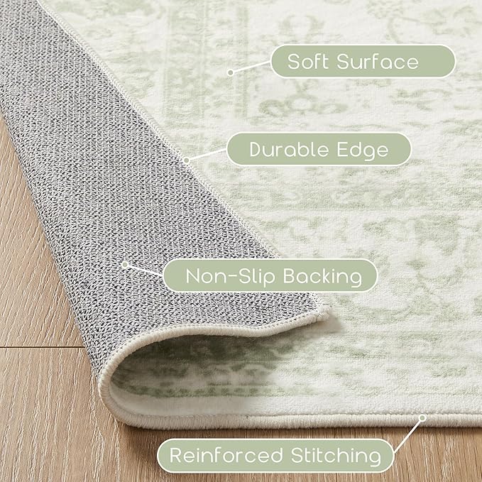 Boho Font Door Mat for Indoor Entrance Washable Non Slip Vintage Floral - Image 3