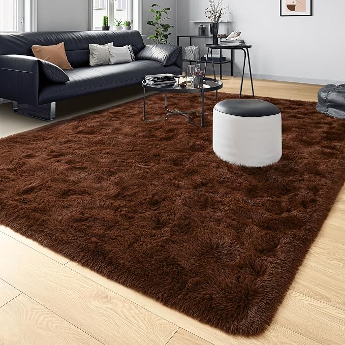 Tepook 8x10 Brown Area Rugs for Living Room Bedroom, Soft Fluffy Plush Shaggy - Image 8