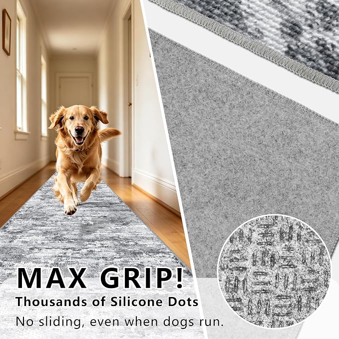 Runners for Hallways Ultra Non-Slip 2x10 Long Runner Rugs Washable Abstract - Image 4