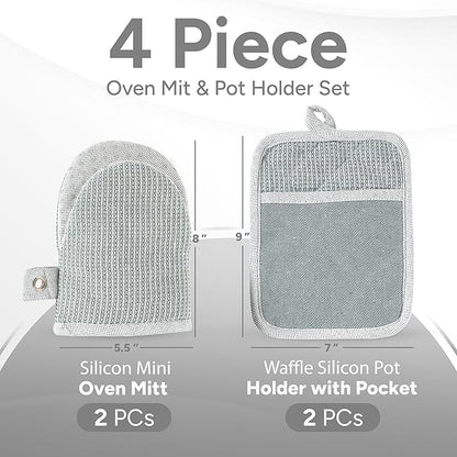 Casa Platino Heat Resistant Oven Mitts & Potholders, 4-Piece – Oven Mitt and - Image 2