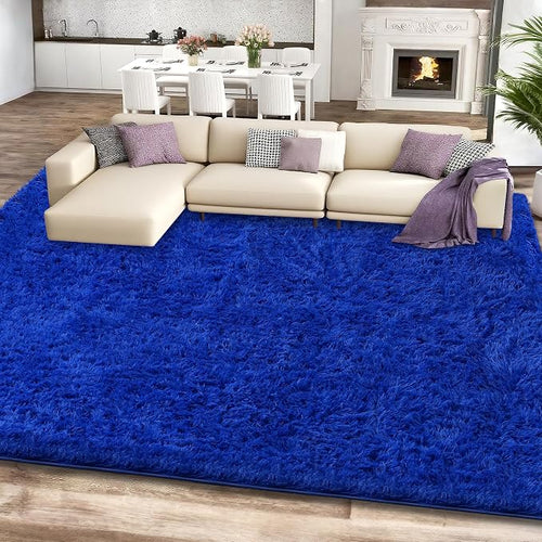 9x12 Blue Area Rugs for Living Room, Large Fluffy Shag Rug for Bedroom Boys - Image 2
