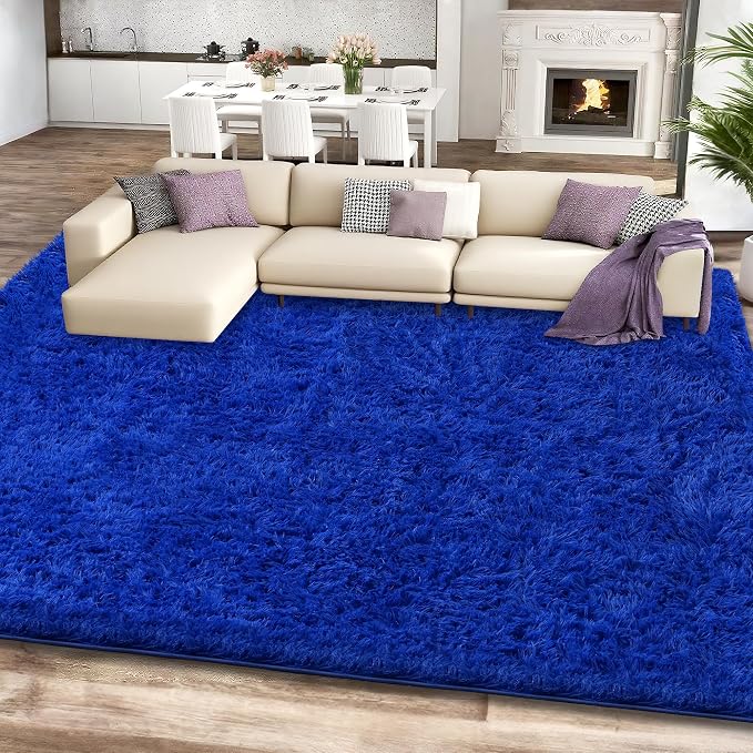 6x9 Blue Area Rugs for Living Room, Large Fluffy Shag Rug for Bedroom Boys Kids - Image 2