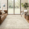 Soalmost 5x7 Area Rugs Beige Low Pile Indoor Washable Trendy Faded Style Rugs by Soalmost