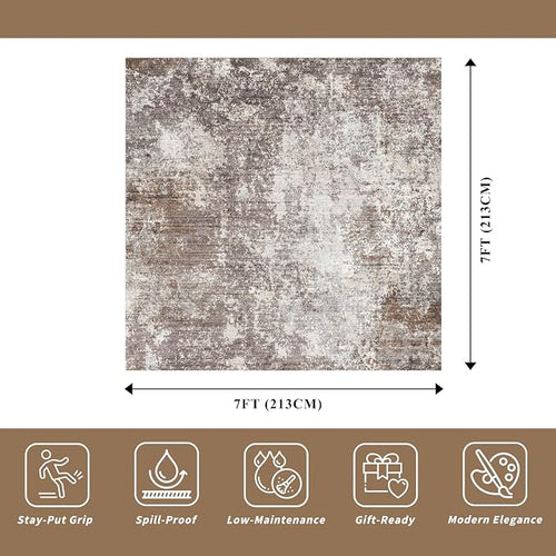 7x7 Area Rug Square Washable – Non-Slip Soft Indoor Carpet - Image 2