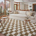 PureCozy 6x9 Area Rugs for Living Room Brown Soft Shag Checkered Large Rug by PureCozy
