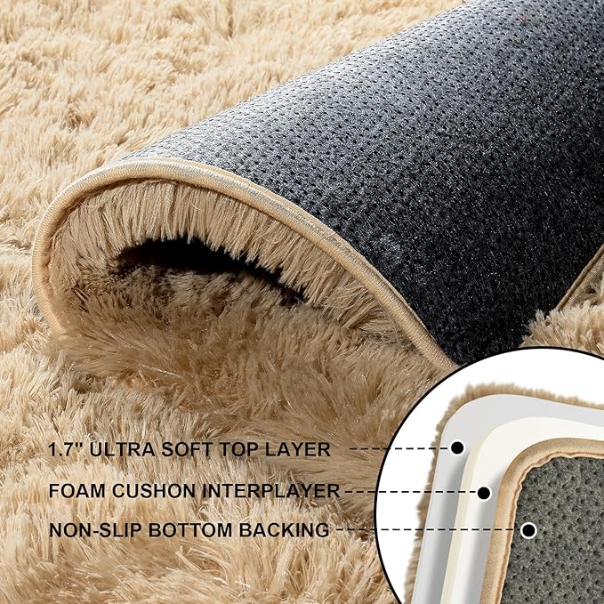 3x5 Rugs for Bedroom, Fluffy Area Rugs for Living Room, Small Fuzzy Shag Soft - Image 3