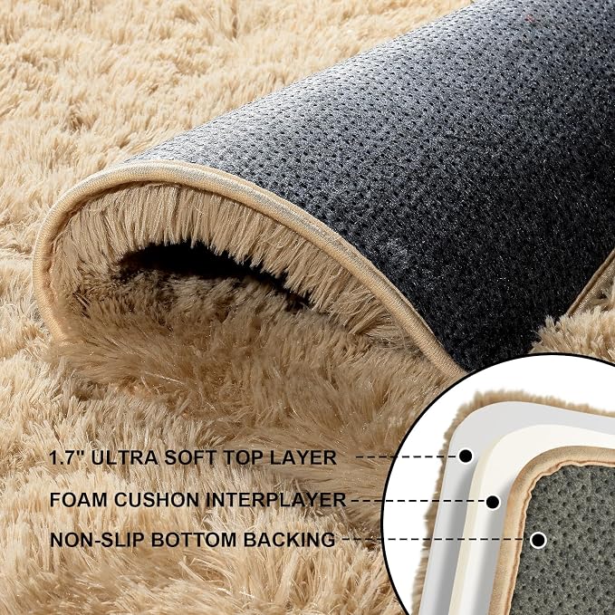 4x6 Rugs for Bedroom, Fluffy Area Rugs for Living Room, Small Fuzzy Shag Soft - Image 3