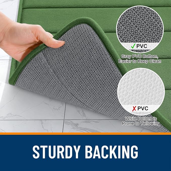 OLANLY Memory Foam Bath Mat 35x16, Super Soft Absorbent Bathroom Rugs, Quick Dry - Image 7