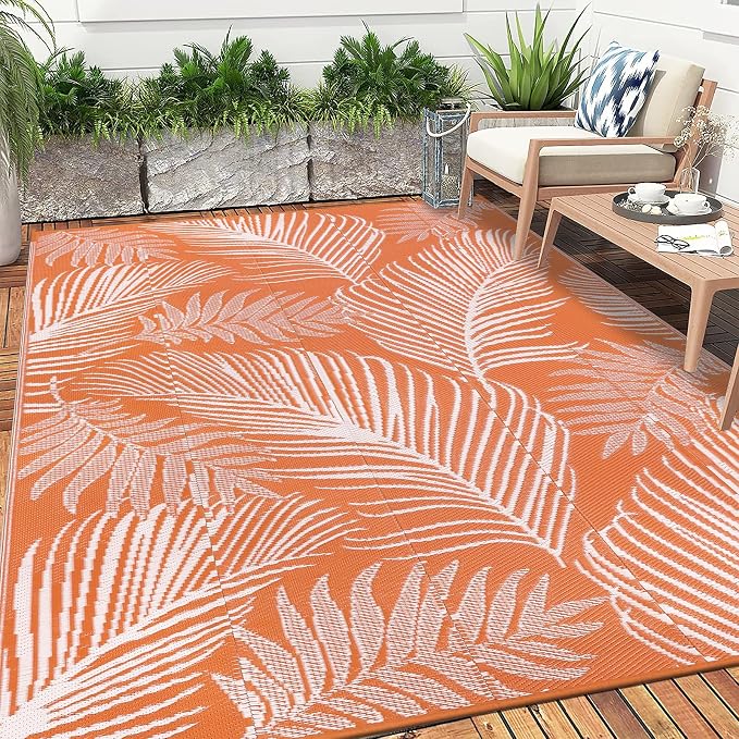 Pauwer Waterproof Outdoor Rug 6x9, Reversible Plastic Straw Patio Camping Rug - Image 6
