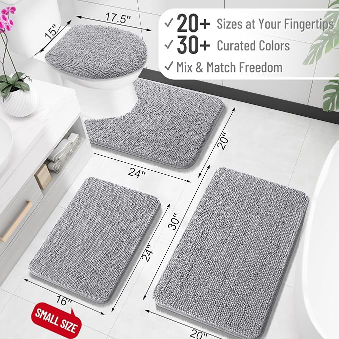 OLANLY Large Bathroom Rugs 59x35, Extra Soft Absorbent Chenille Bath Rugs - Image 2