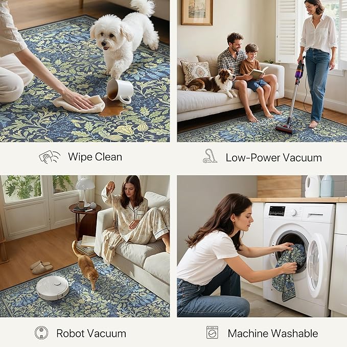 GENIMO 2x7 Runner Rug Non Slip Washable, Vintage Floral Kitchen Runner Rug - Image 6
