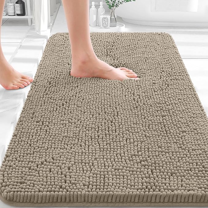 OLANLY Bathroom Rugs 36x24, Extra Soft Absorbent Chenille Bath Rugs, Rubber by OLANLY