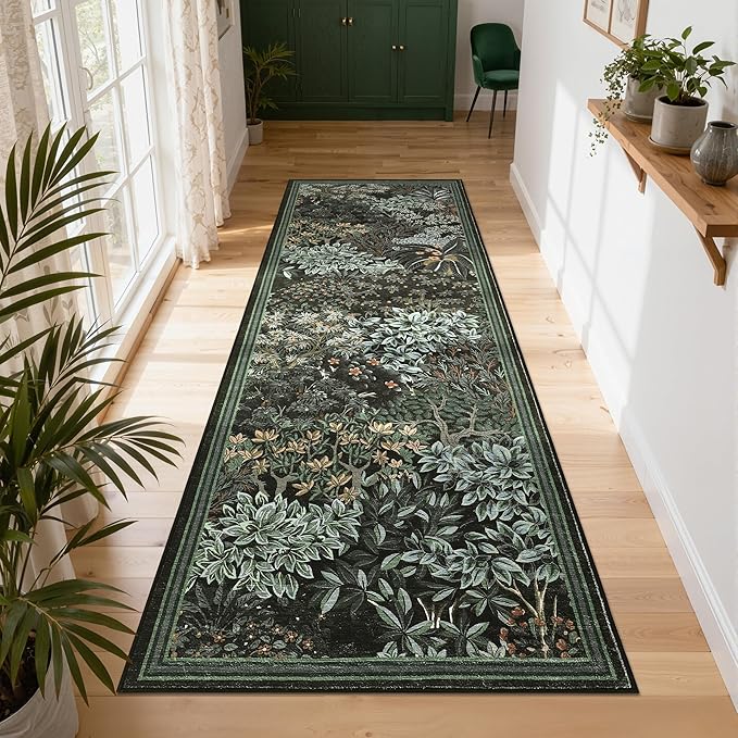 GarveeHome Forest Runner Rug, Botanical Low Pile Non Slip Stain Resistance - Image 2