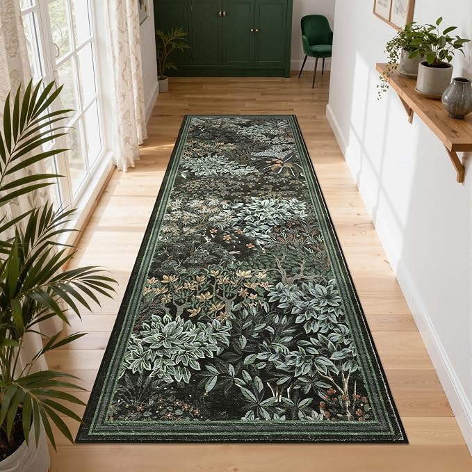 GarveeHome Forest Runner Rug 2.5x8, Botanical Low Pile Non Slip Stain - Image 2