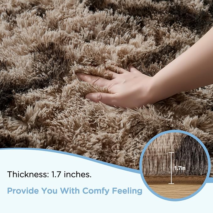 6x9 Tie-dyed Brown Area Rugs for Living Room, Large Fluffy Shag Rug for Bedroom - Image 5