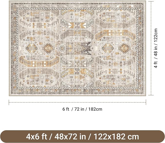 befbee 4x6 Rugs for Living Room Bedroom, Non-Slip Washable Rug, Stain Resistant - Image 2