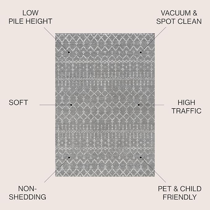 JONATHAN Y Boho Vintage Diamond Gray/Ivory Indoor Area Rug 10X13 ft, Moroccan - Image 2
