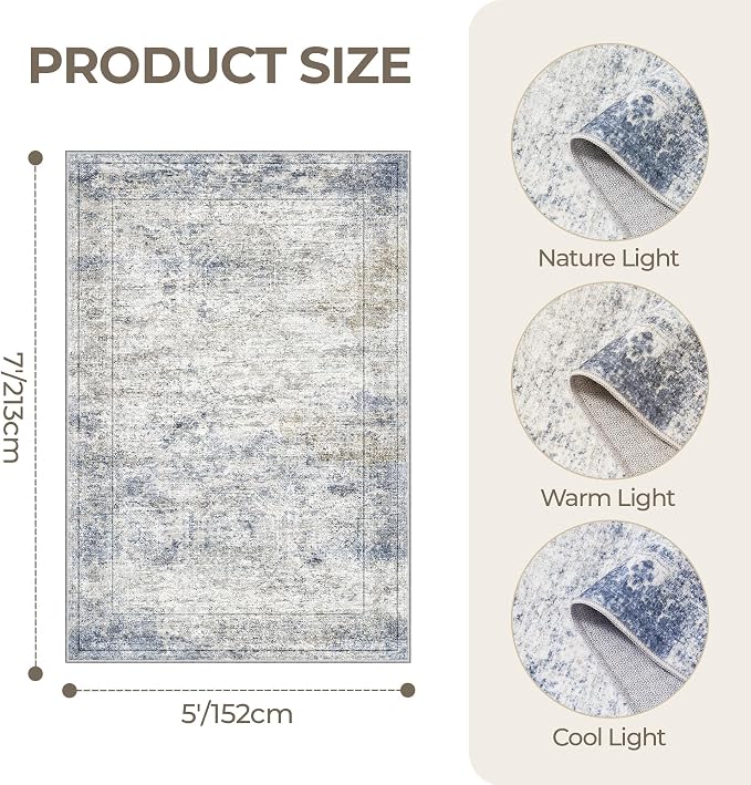 5x7 Area Rugs, Ultra-Thin Washable Rugs - Image 2
