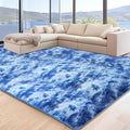 5x7 Area Rugs for Living Room, Tie-Dyed Blue Fluffy Shag Rug for Bedroom Boys by Unknown