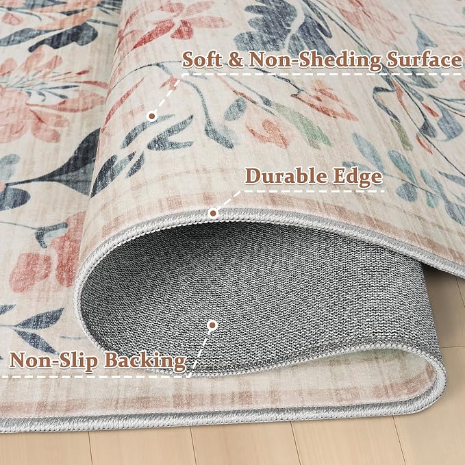 8x10 Area Rugs Washable Rug: Large Boho Living Room Rug Soft Non-Slip Low Pile - Image 8