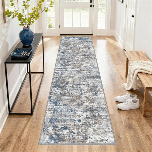 Abstract Washable Runner Rug 2x6, Hallway Rug Non-Slip, Woven Non-Shedding Thin by TTelephant