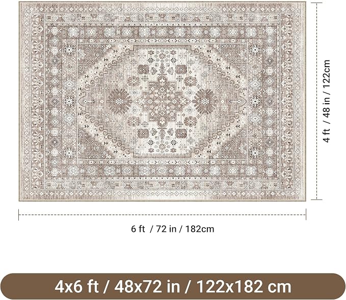 befbee 4x6 Rugs for Living Room Bedroom, Non-Slip Washable Rug, Stain Resistant - Image 2