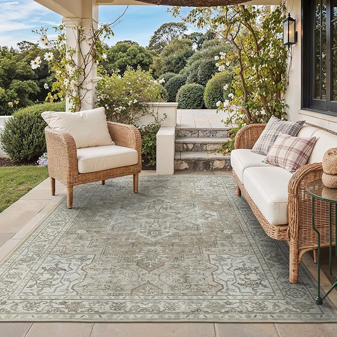 GENIMO Outdoor & Indoor Area Rug 5'x8', Waterproof, Non-Shedding, Easy Cleaning by GENIMO