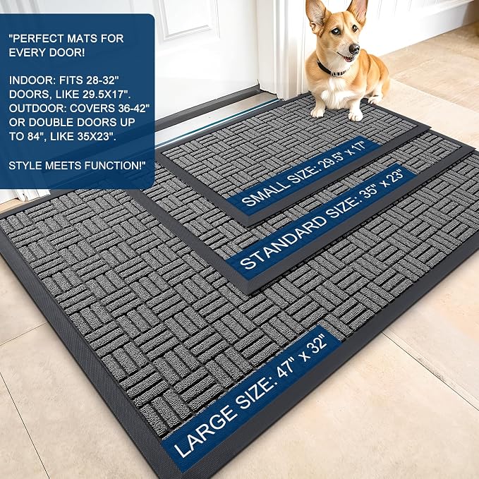 OLANLY Front Door Mat Outside Entrance 47x32, Heavy Duty Sturdy Natural Rubber - Image 2