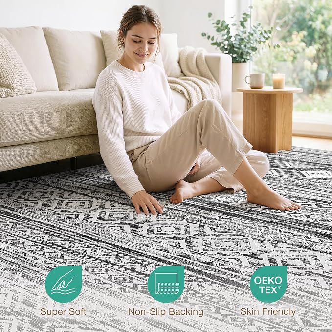 cotiled 7x10 Area Rugs Living Room Rug: Washable Boho Rugs - Image 2