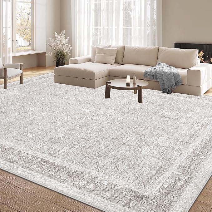 Washable Rug 9x12 Area Rugs: Vintage Floral Rugs - Image 7