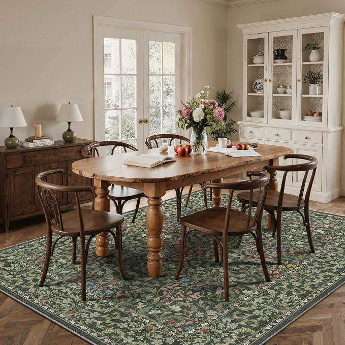 GENIMO Large 8x10 Area Rug for Living Room, Boho Floral Vintage Non-Slip Carpet - Image 3