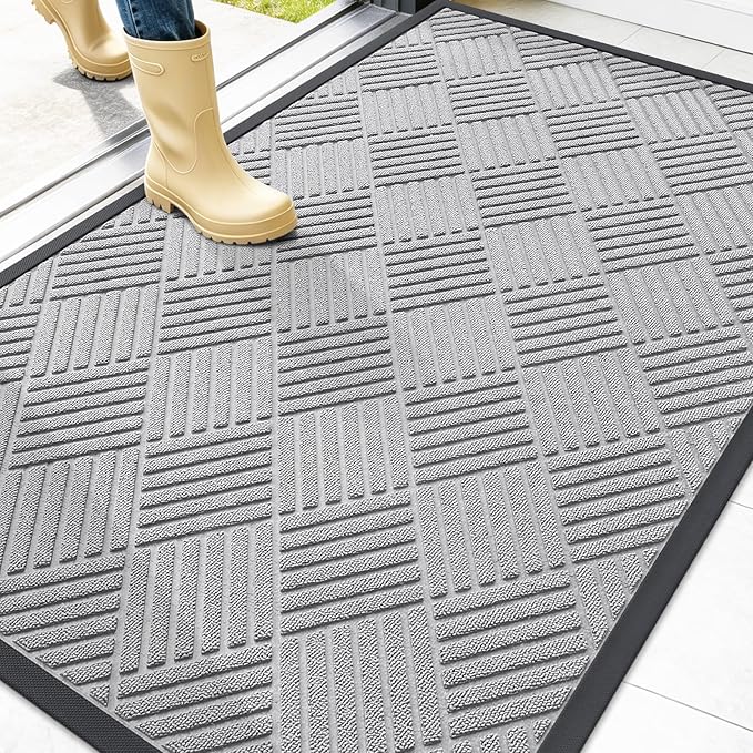 OLANLY Front Door Mat Outside Entrance 47x32, Heavy Duty Sturdy Natural Rubber by OLANLY