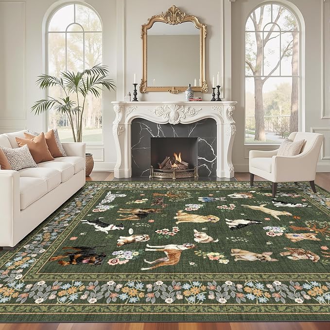 Washable Area Rug 8x10, Large Soft Dog Rugs - Image 3
